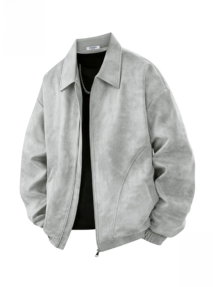 

Мужская замшевая куртка Paul Frank свободного кроя с воротником, повседневная, осенне-зимняя, модная, в бейсбольном стиле, из смесовой полиэстеровой ткани