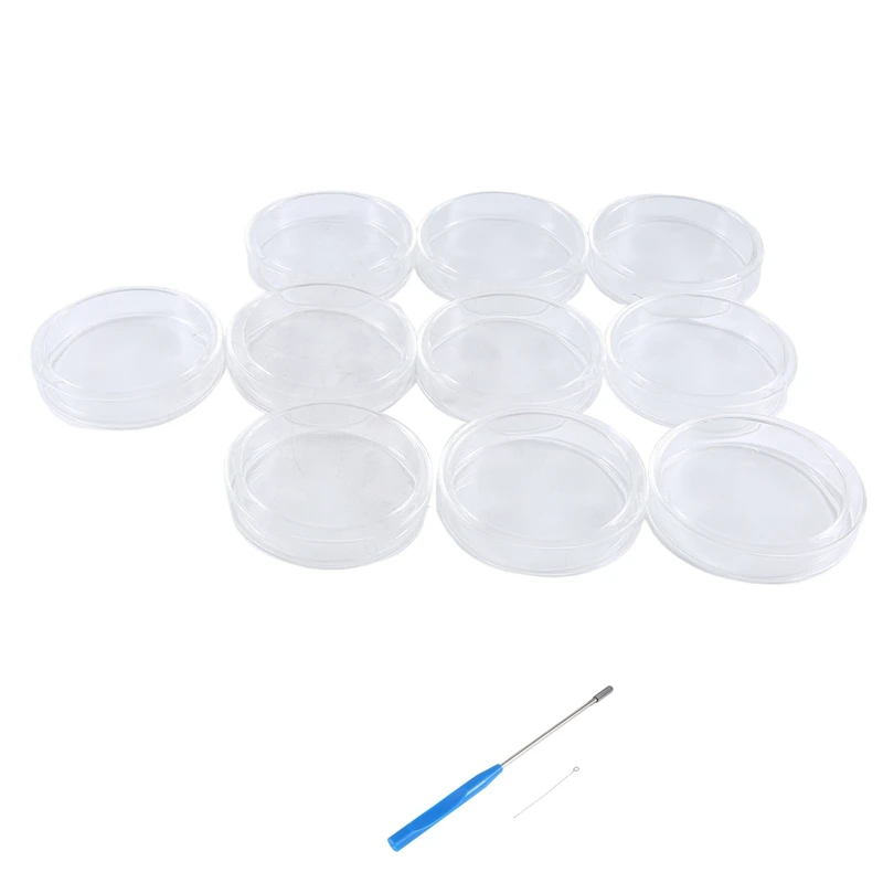 90 Mm Glass Petri Dishes 10 Pcs Autoclavable Lab Petri Plates With A Inoculation Loop