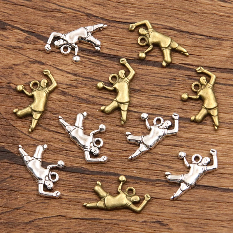 30PCS 11*21mm Metal Alloy Two Color Shot Putter Charms Sportsman Pendant For Jewelry Making DIY Handmade Craft