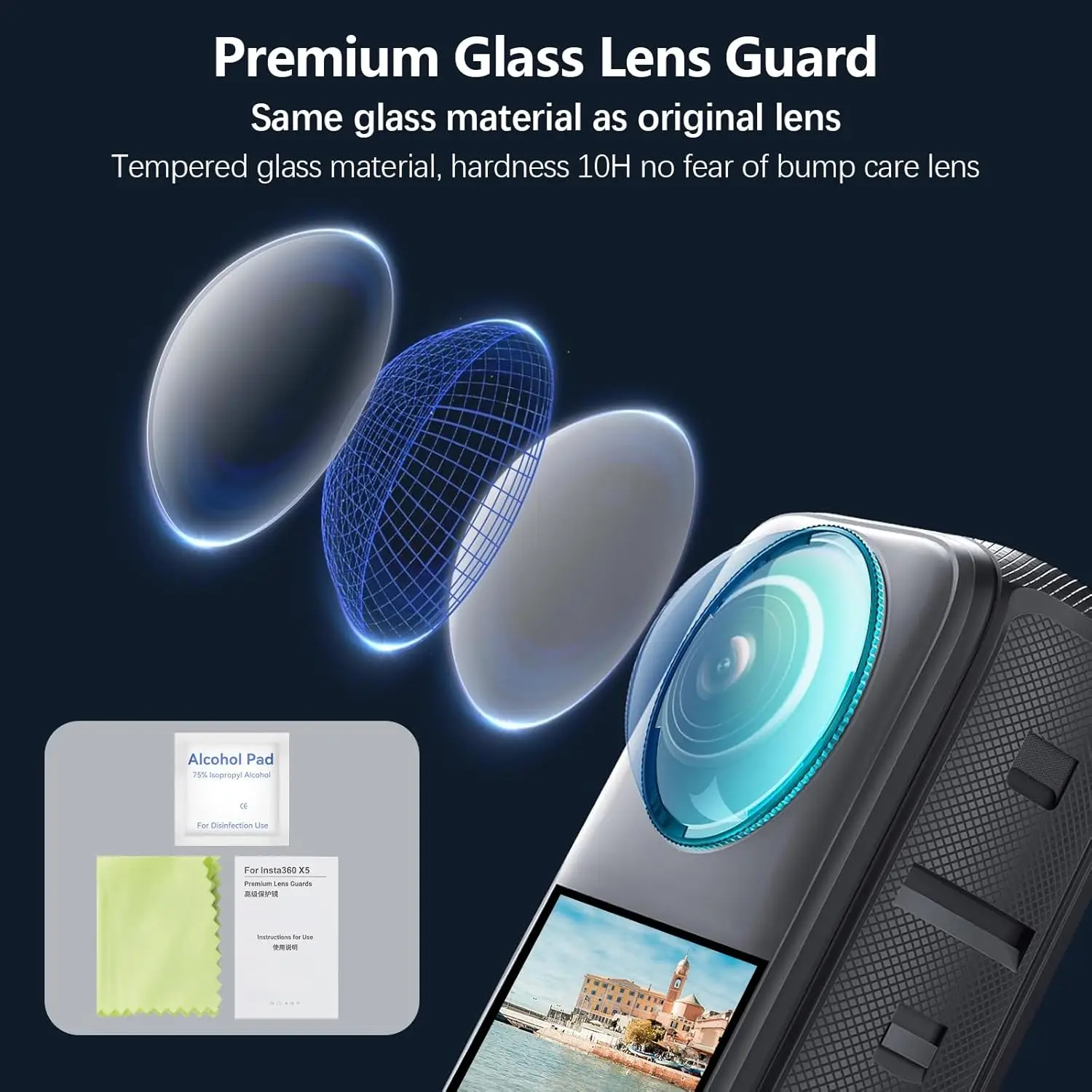 X5 Premium Lens Guards for Insta360 X5 Camera Accessories Scratch-resistant Optical coated High transparency tempered glass Lens