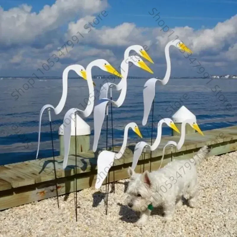 Arte Metálico de Jardín con Aves Bailarinas de Florida, Pieza de Arte de Flamenco Metálico Resistente al Óxido, Flamencos Giratorios con Viento para Insertar Adornos