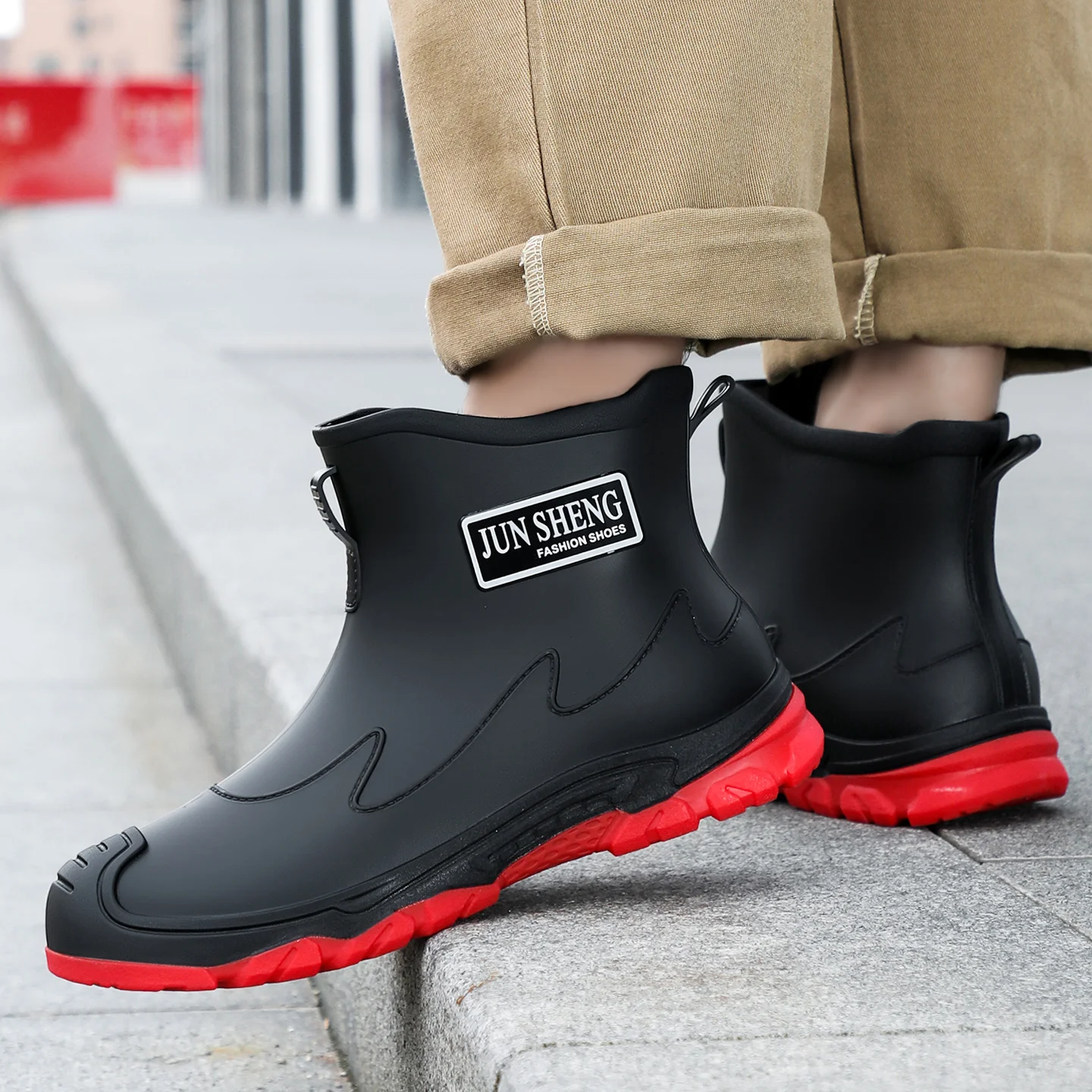 

Мужские и женские резиновые сапоги, резиновые сапоги для пар нового стиля с короткой трубкой, нескользящие, водонепроницаемые, для кухни, автомойки, резиновые сапоги для рыбалки