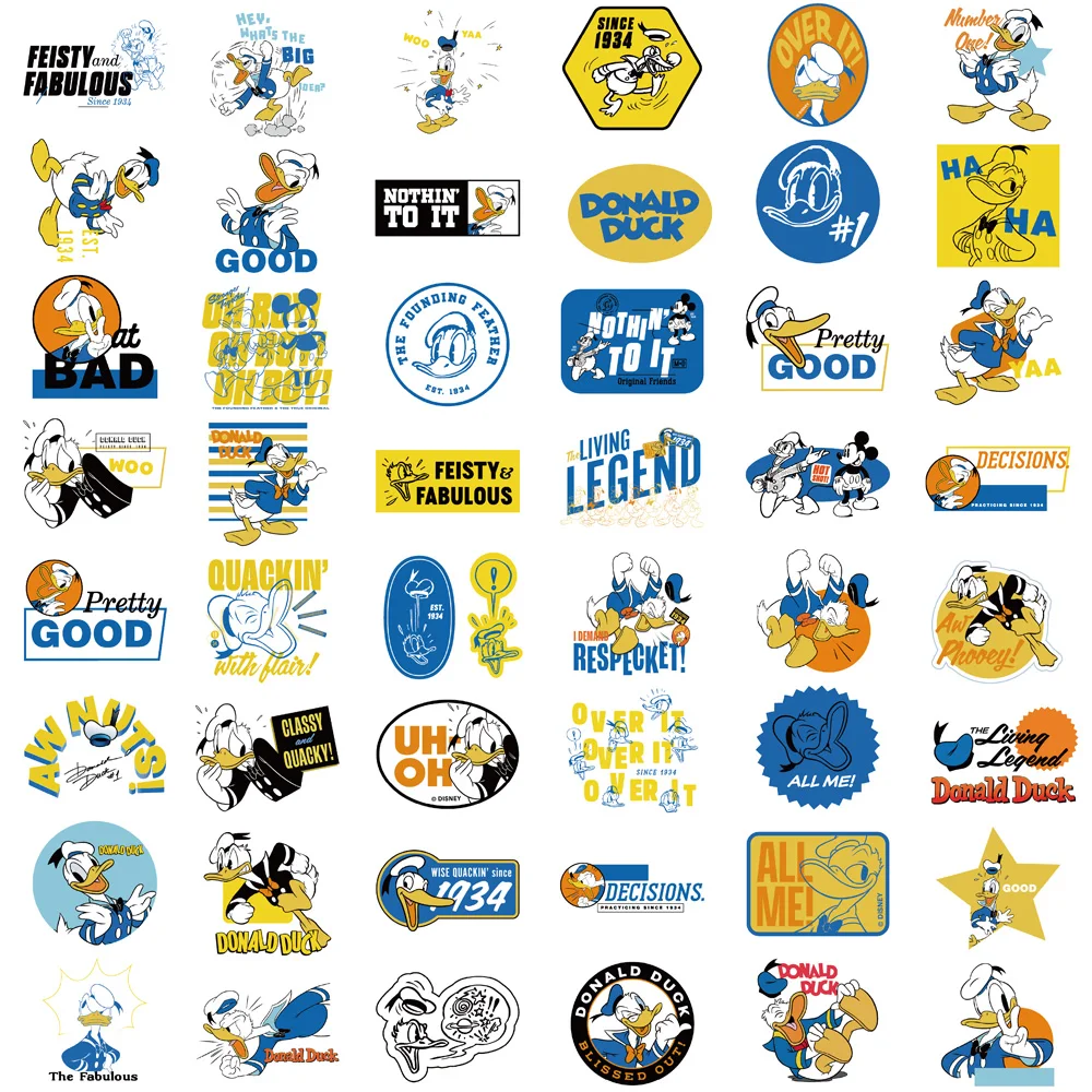 50 قطعة دونالد داك 2 ملصقات مضحك موضة الكمبيوتر المحمول الأمتعة DIY بها بنفسك دفتر مقاوم للماء القهوة الهاتف حقيبة ملصق الكتابة على الجدران هدية #6