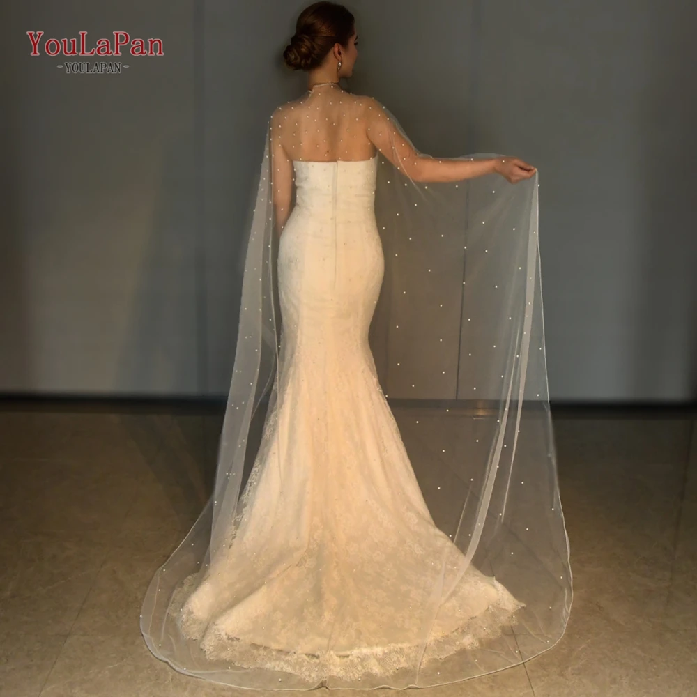 YoulaPan-Xale de Valsa Noiva Longa Feminina, Casamento de Verão, Bolero Transparente, Capa de Pérola, Casamento de Inverno, Jaqueta DIY Feminina Elegante, G17