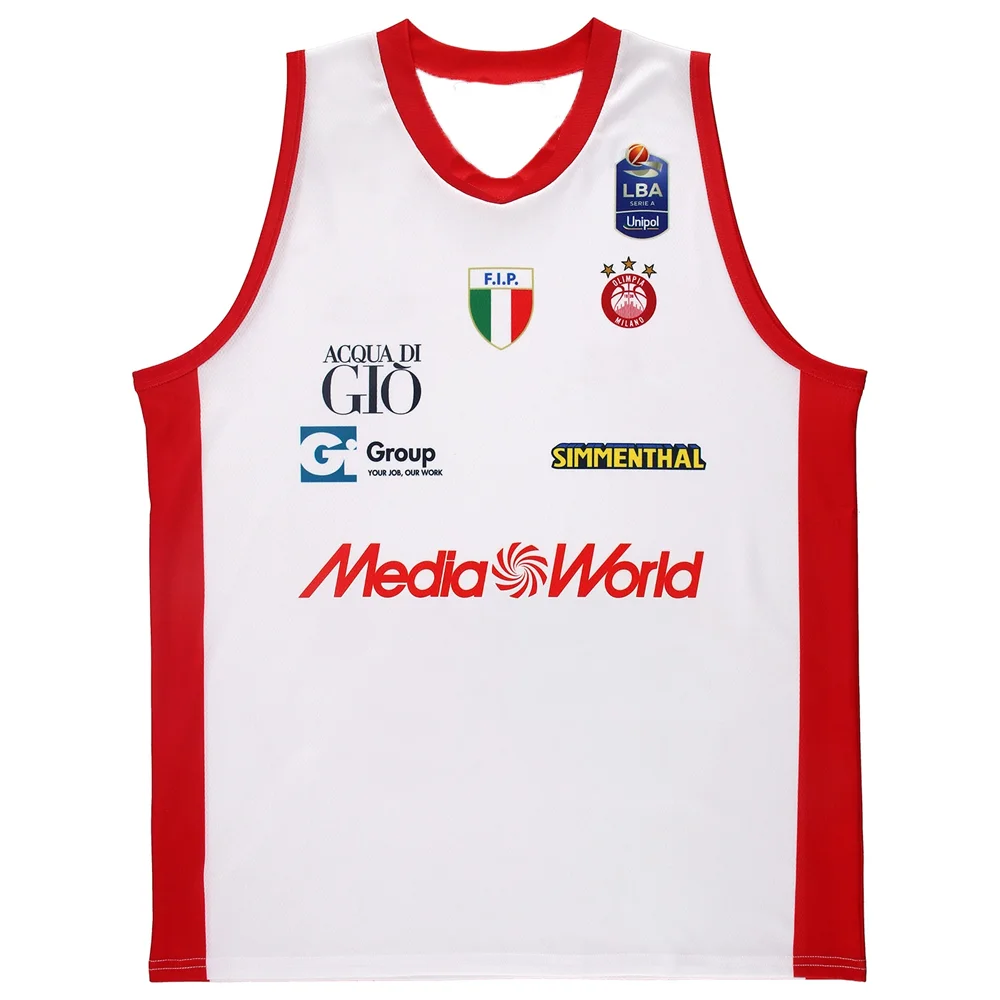 OLIMPIA MILANO CANOTTA REPLICA CAMPIONATO BIANCA Llegada 24/25 Camiseta de baloncesto Impresión 3D Adulto/Niño LBA Camiseta Playoffs Italia