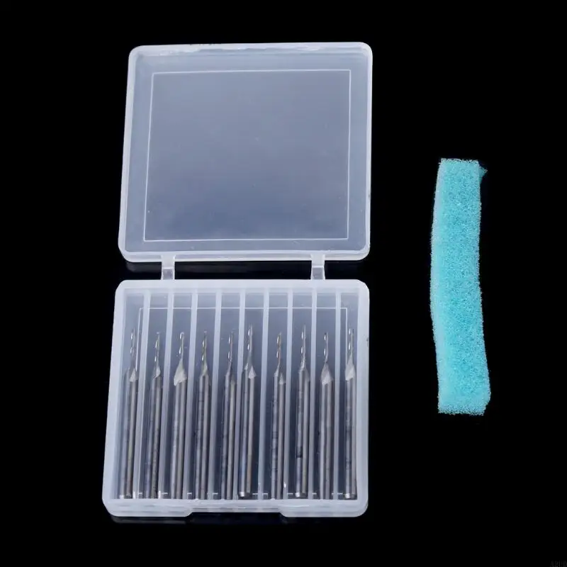 A2UD 10 PCS 1/8 "1mm 더블 플루트 나선형 카바이드 평면 코 엔드 밀 라우터 비트 5