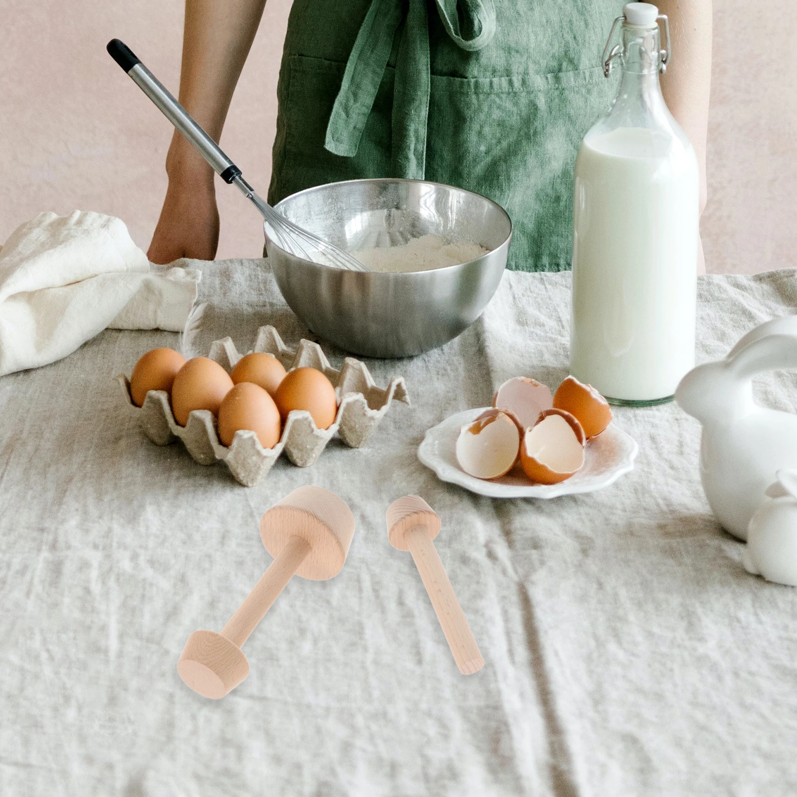 

2 Pcs Egg Tart Base Mold Kitchen Gadget Tarts Baking Presser Handheld Tampers Wood