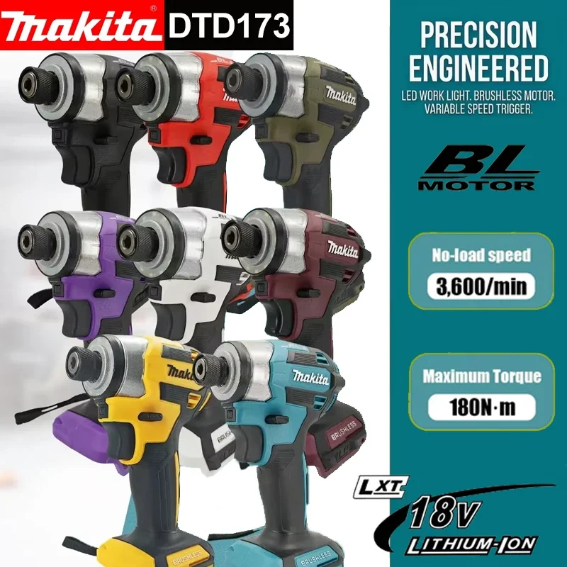 18v-makita-dtd173-brushless-cordless-impact-driver-180nm-t-mode-electric-power-tool-for-home-diy-woodworking