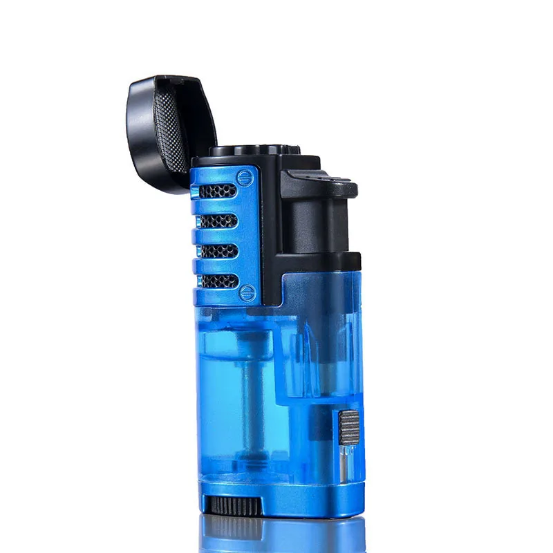 Triple Jet Flame Torch Lighter Adjustable Refillable Butane Torch Lighters Smoking Windproof Gas Not Included for Smoking