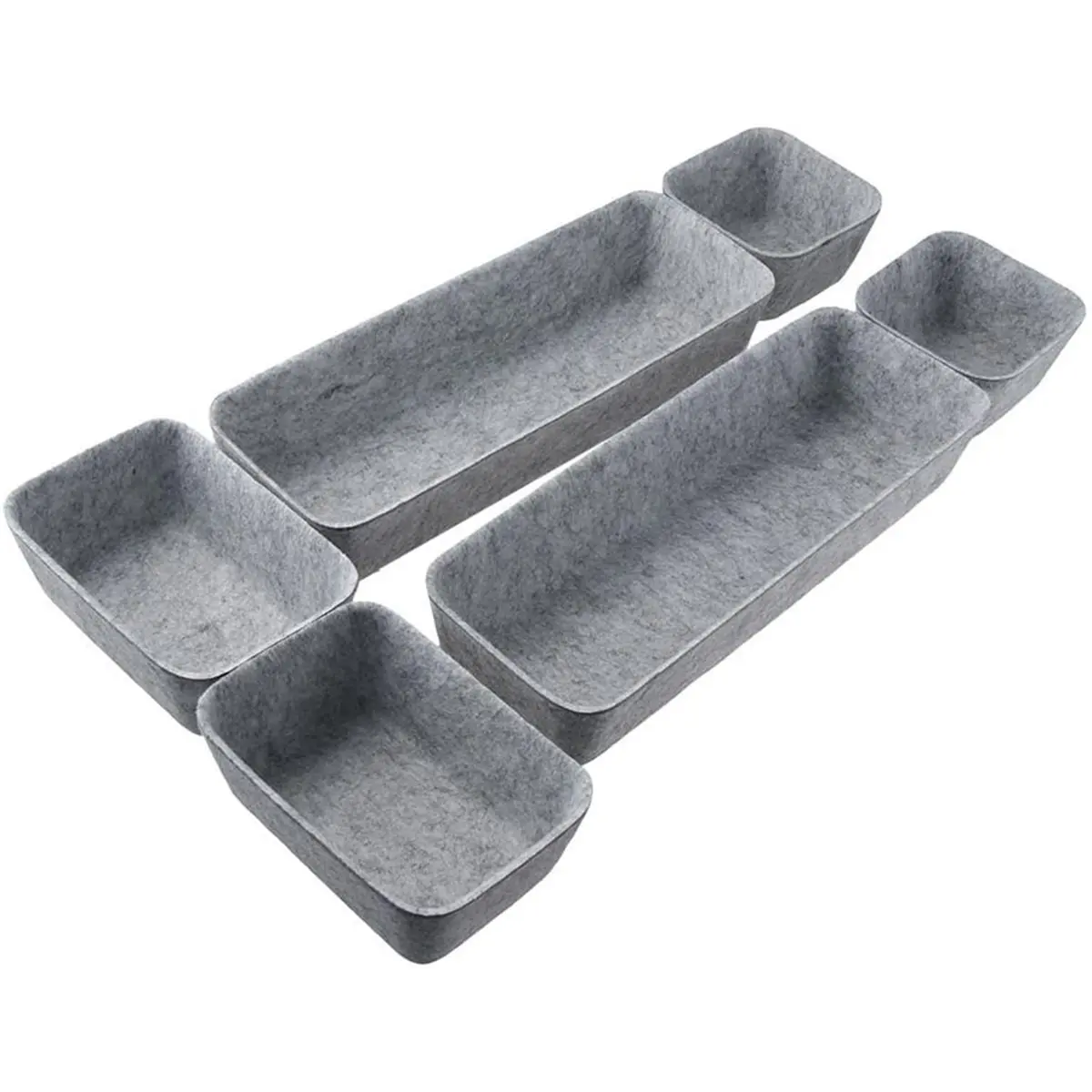Light Gray Felt 8-Piece Set of Office Makeup Table Forming Storage Box Organizing Storage Box
