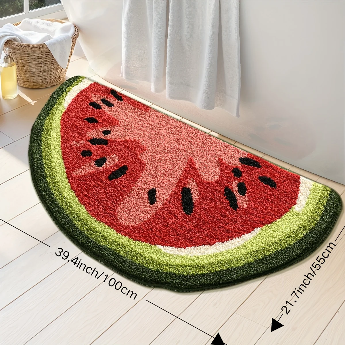 VIKAMA Half Fruit Carpet Watermelon Floor Mat Absorbent Bathroom Mat Doormat Carpet For Living Room Rug For Bedroom Kitchen Rug