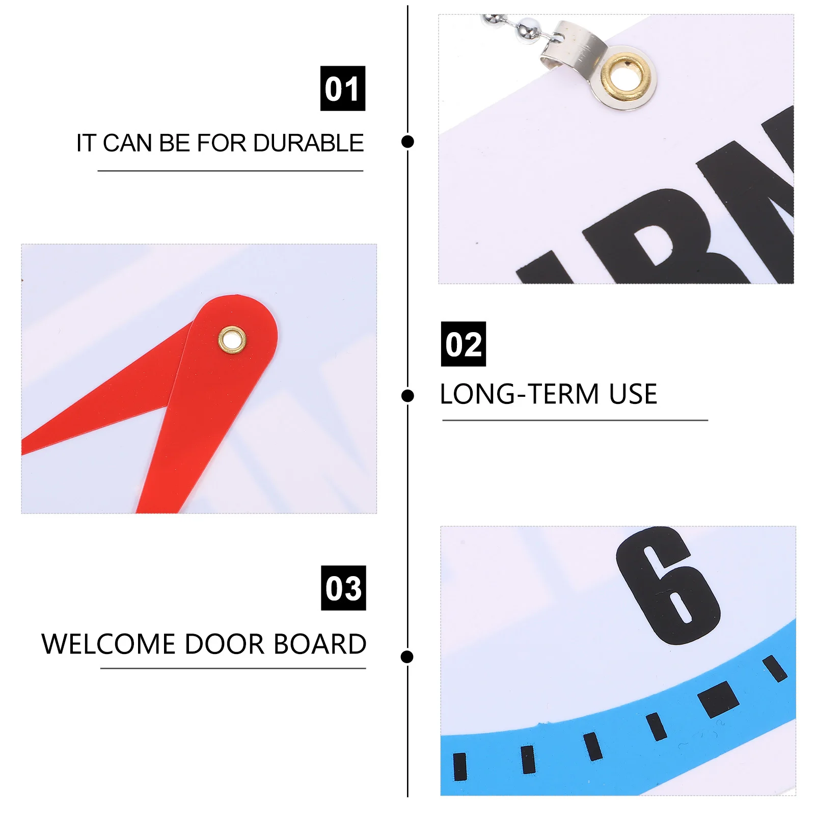 

1Pcs Open PVC Door Sign Hanging Board Square Clock Design Store Welcome Plate Decorative Ornament Welcome Door Board