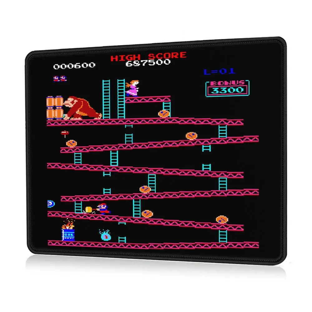 XS Donkey Kong Mouse Pad Square Non-Slip Rubber Mousepad with Stitched Edges Arcade Game Collage Gaming Computer PC Table Mat