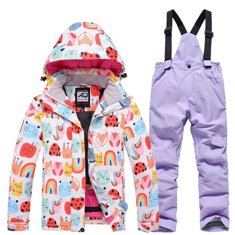 

Outdoor Sports Wear Ski Coat Strap Pant 2025 Children Snow Suit Jacket Pants Winter Kids Costume Boy Girl Snowboard Clothing Set