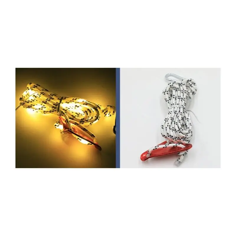 L71A Anti-Trip Warning Light Outdoor Wind Rope LED Luminous 5 Meter 50 Lights Tent Camping Rope White String