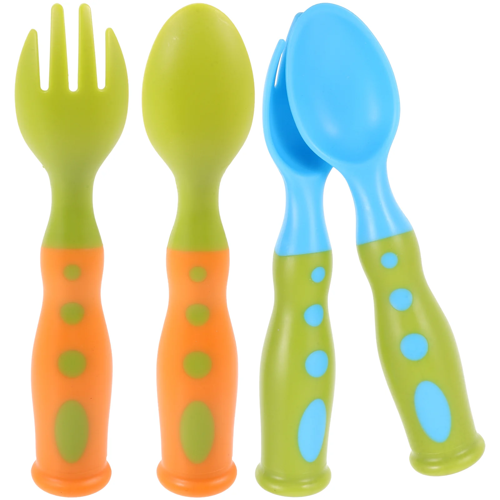 

2 Sets Baby Training Tableware Self Feeding Spoon Toddler Forks and Spoons Cutlery Utensils