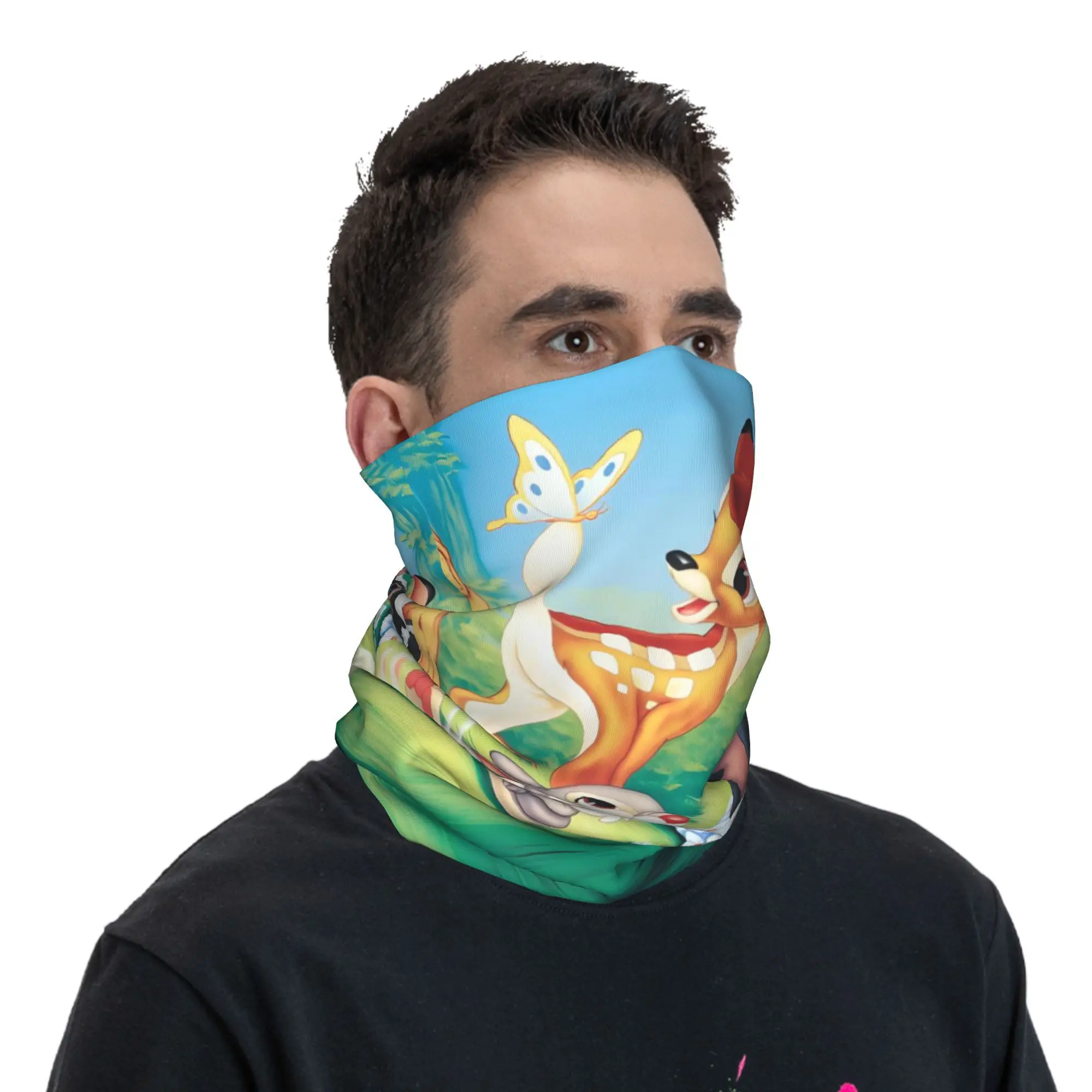 Custom Bambi Winter Headband Neck Warmer Women Men Hiking Camping Tube Scarf Kawaii Cartoon Anime Face Bandana Gaiter