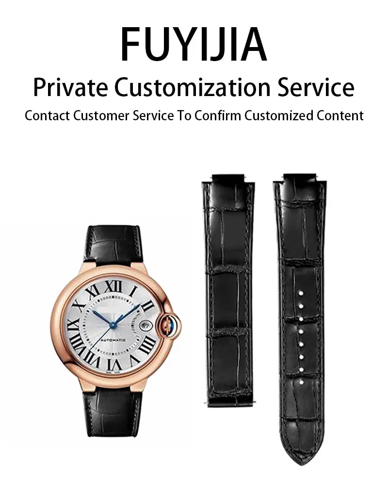 

FUYIJIA Custom C-ARTIER B-ALLON B-LEU Original Watchbands 20MM 18MM 16MM 14MM Crocodile Skin Strap New Folding Buckle Wristband