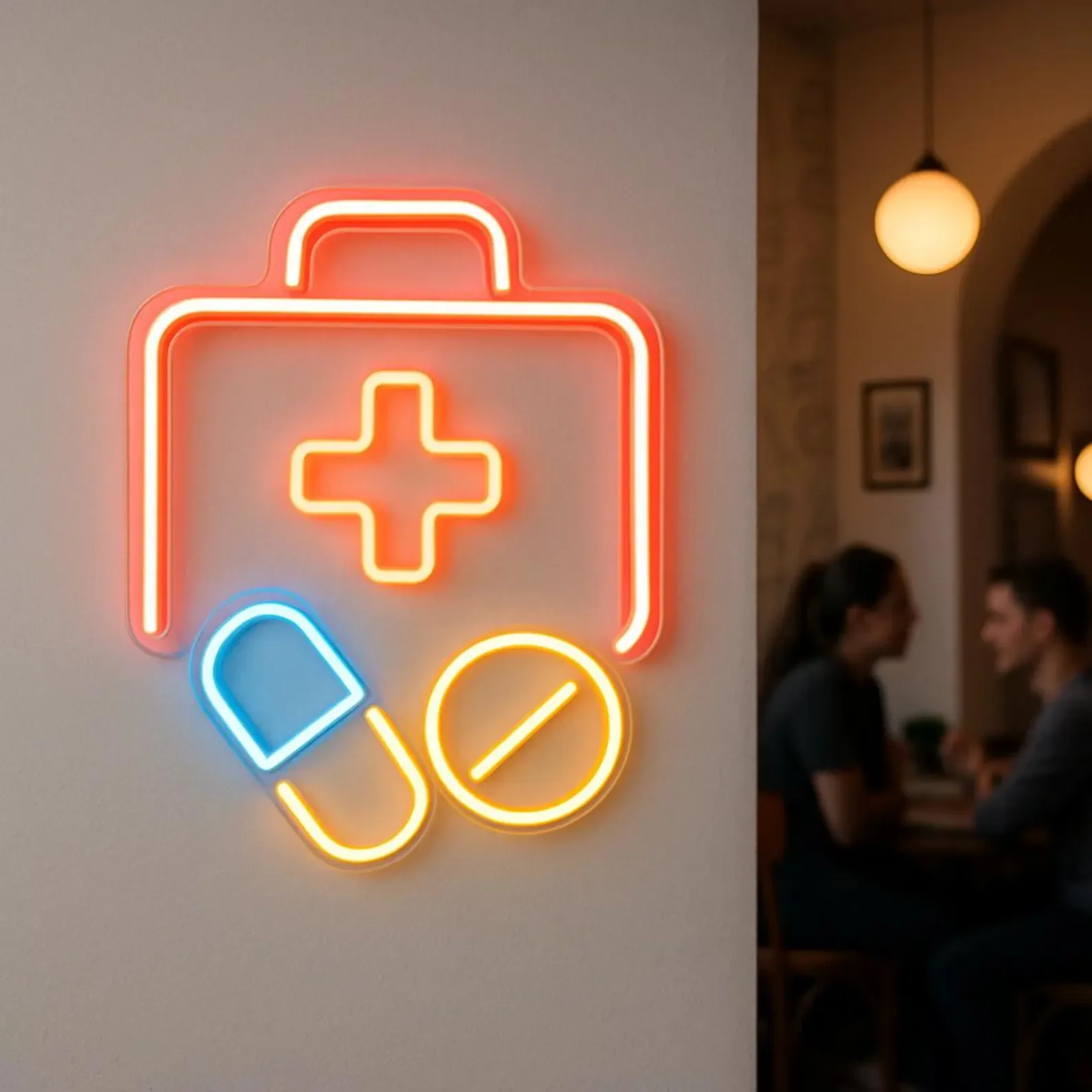 Medical Bag and Pills Neon Sign,Pharmacy Neon Sign,Pharmaceutical Store Led Sign,Gift Idea Pharmacist,Medical Center Neon Decor