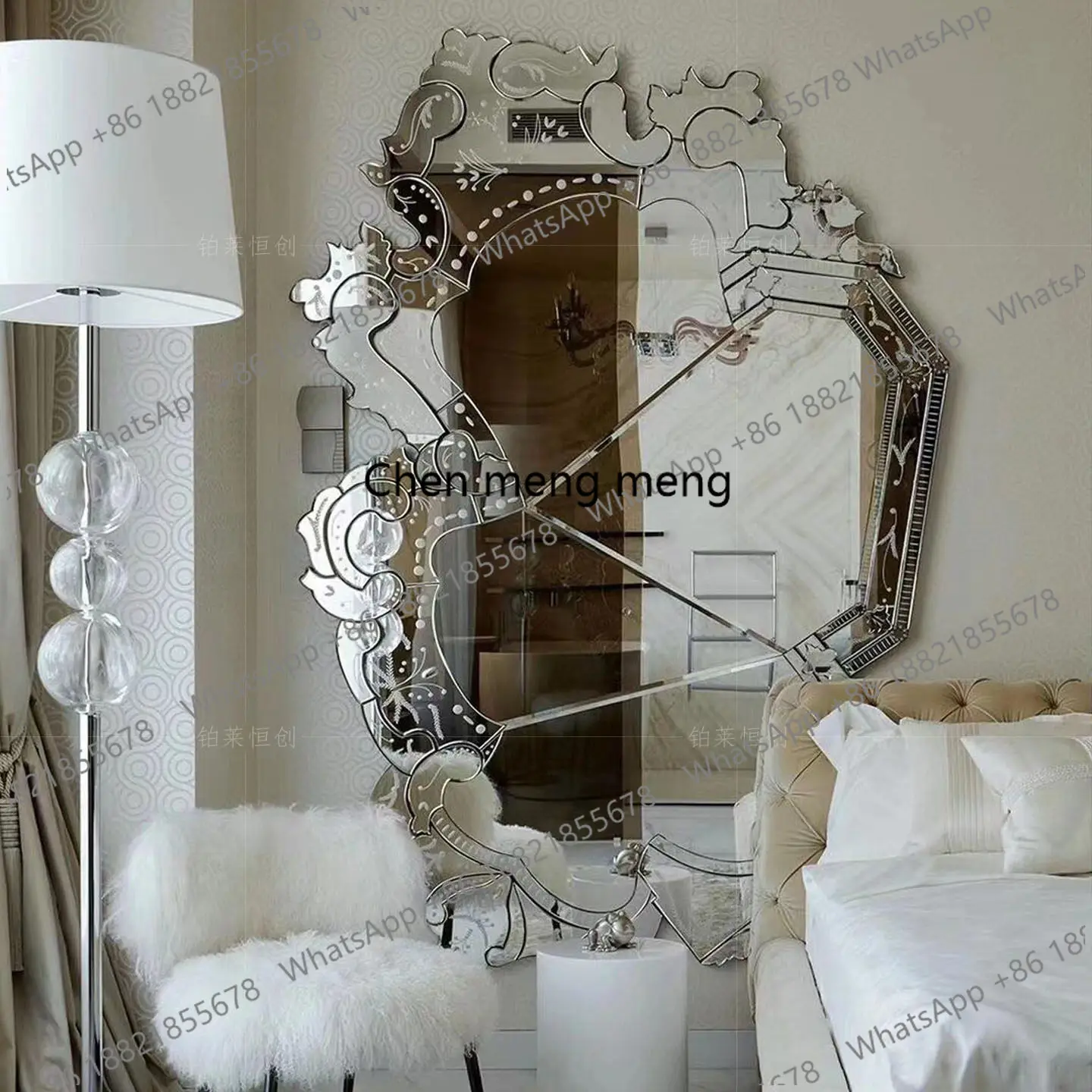 Italian light luxury irregular decorative mirror modern villa home creative art hanging mirror