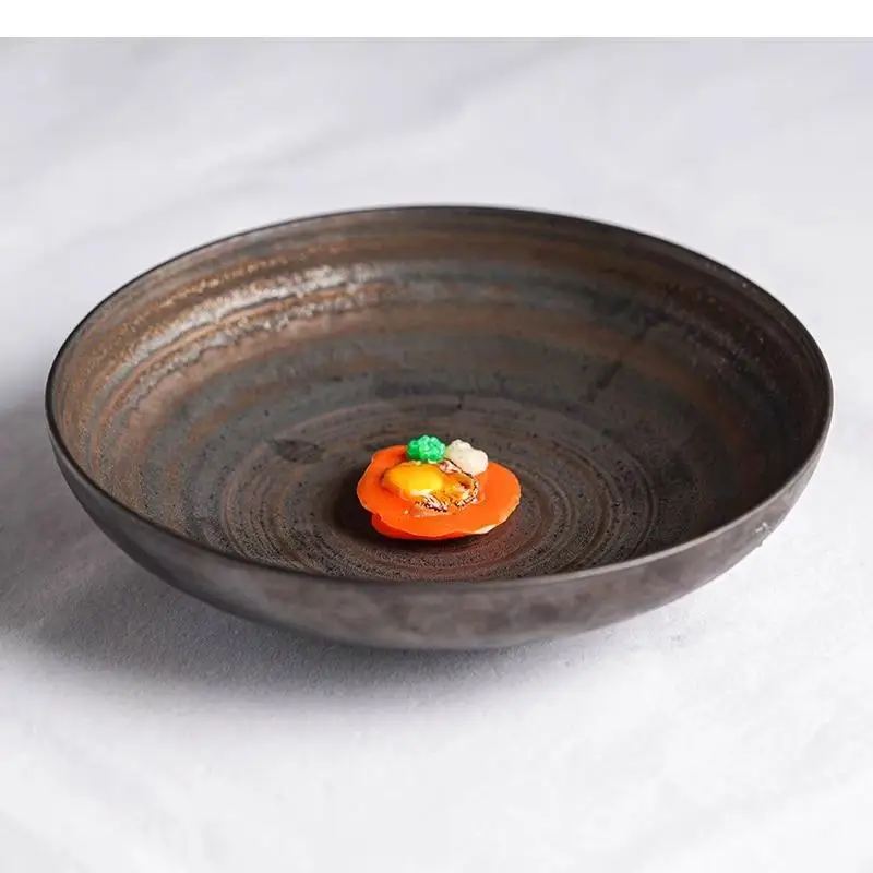 

Vintage Frosted Ceramic Dining Plate Restaurant Dessert Salad Pasta Plates Soup Molecular Cooking Tableware