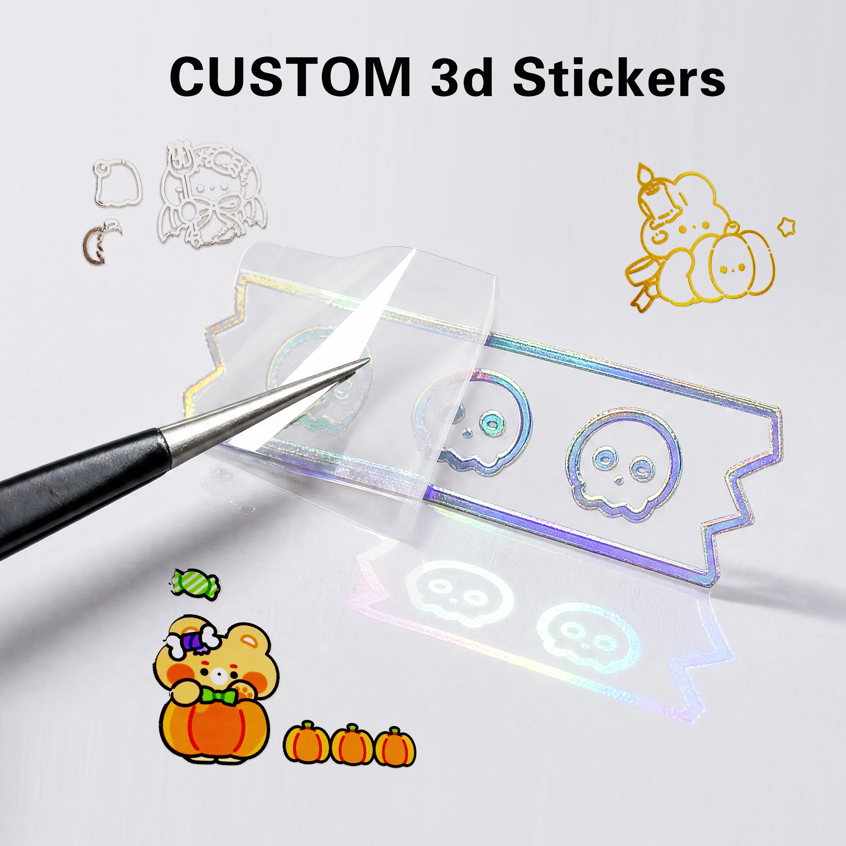 

100 pcs Custom 3D Stickers Logo Personalized Metallic Vinyl Embossed Label Waterproof Business Packaging Seal Sticker for DIY