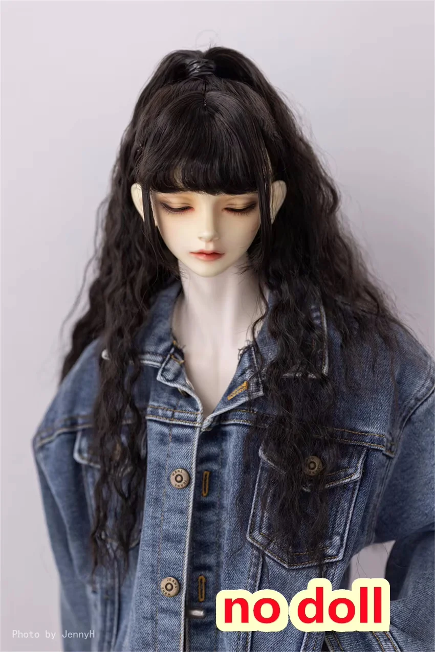 BJD/SD Doll Wig Girls Elegant 1/3 1/4 Long Corn Curls Half Tied High Ponytail Black Soft Milk Silk  Gifts Toys Doll Accessories