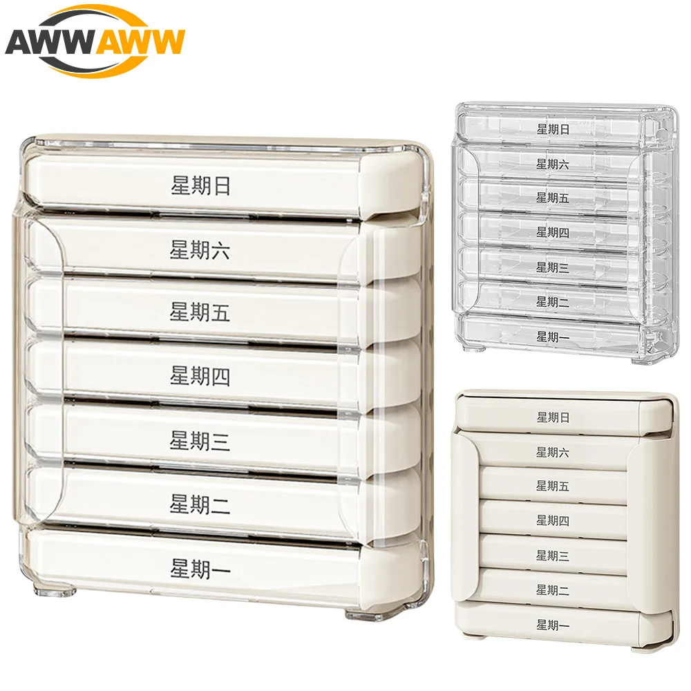 

Weekly Daily Pill Organizer,4 Times a Day Weekly Pill Box with 7 Individual Stacking Cases,a Everyday Medicine Organizer Vitamin