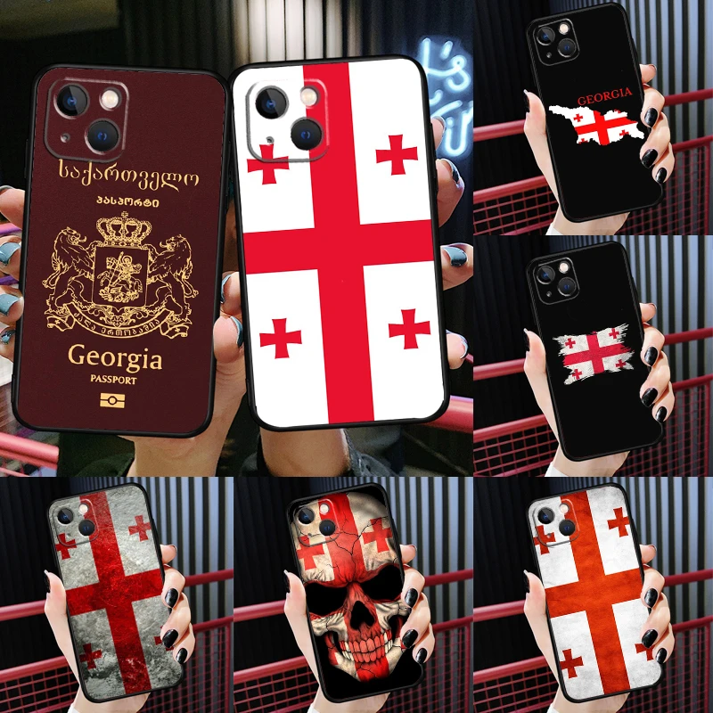 Georgia Grunge Flag Case For iPhone 11 14 12 13 Pro Max X XR XS Max 6S 7 8 Plus SE 2020 12 13 Mini Soft Cover