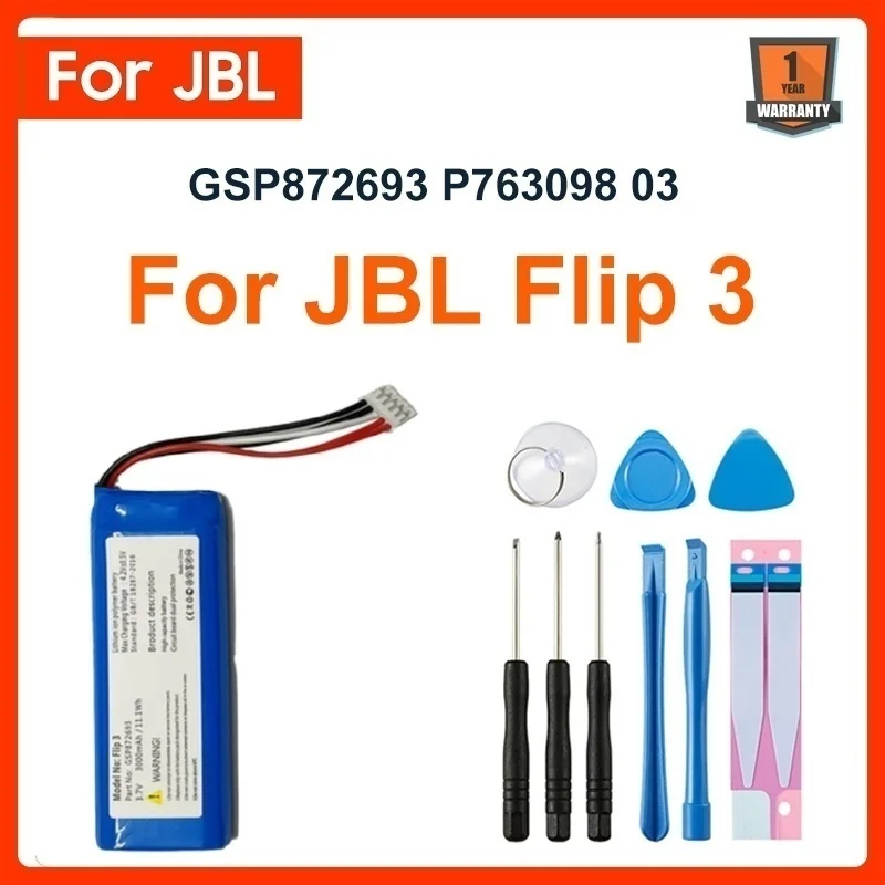 Original GSP872693 P763098 03 3000mAh Replacement Battery For JBL Flip 3 Flip3 Gray Batteries