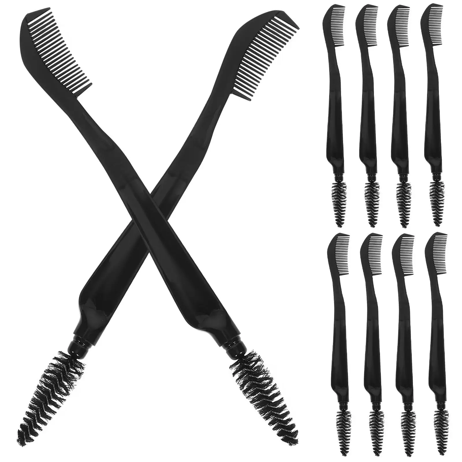 

10pcs Dual Black Eyelash Comb Simple Eyelash Comb 2 Makeup Accessory in 1 Portable Makeup Tool Fiber Separating Brush