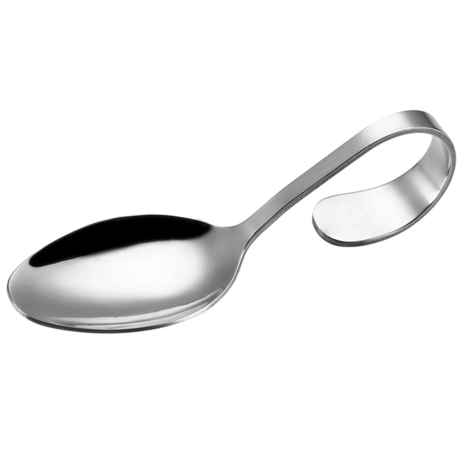 

Curved Handle Stainless Steel Spoon Sleek Mirror Polished Appetizer Serving Utensil for Buffet Wedding Party Hotel Use