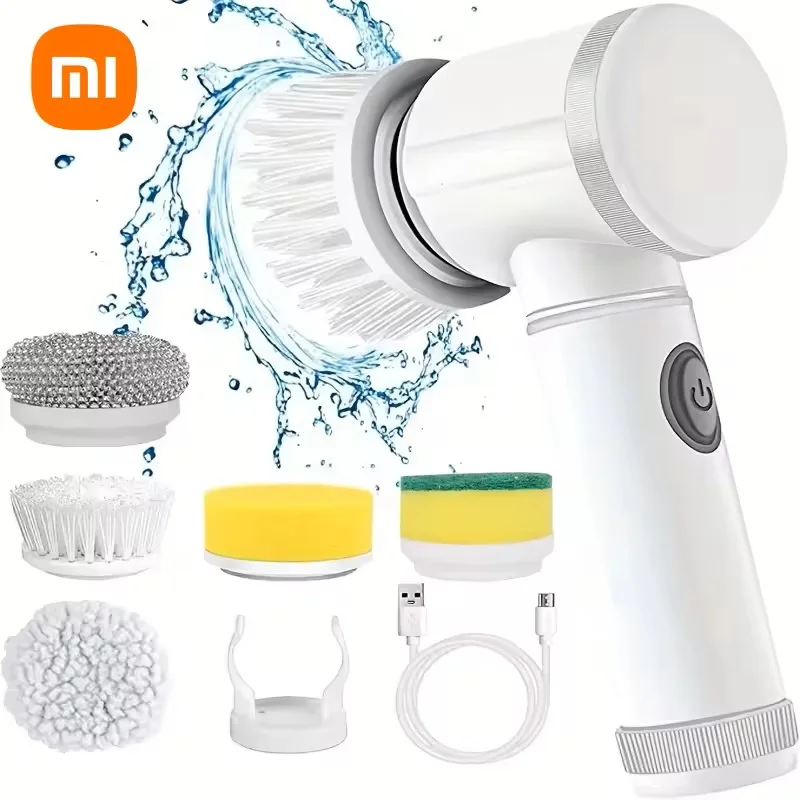 

Xiaomi 5 in 1 Powerful Electric Cleaning Brush Spin Scrubber Brush Deep Cleaning with 5 Replaceable Heads For Bathroom Kitchen