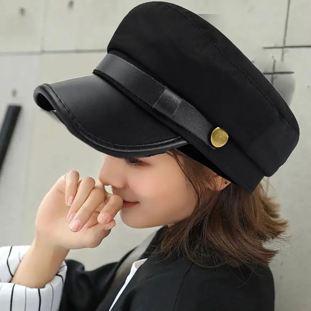 Flat Cap Vintage Navy Cap British Style Flat Top Hat Beret Hats Warm Salior Hat Autumn Winter Hat Women Men