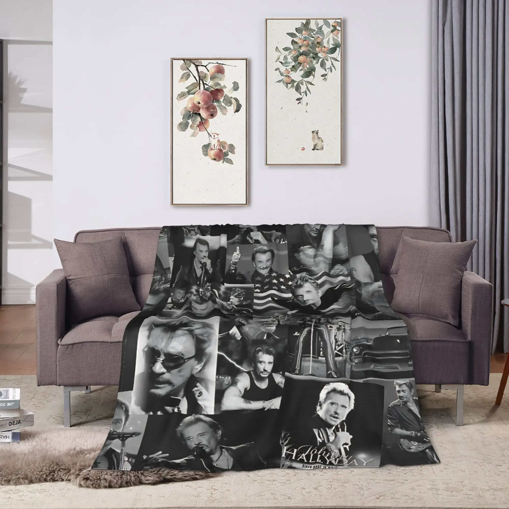 Rock Star Johnny Hallyday Soft Warm Blanket Office Plush Throw Blanket Graphic Home Decor Flannel Bedspread Sofa Bed Cover
