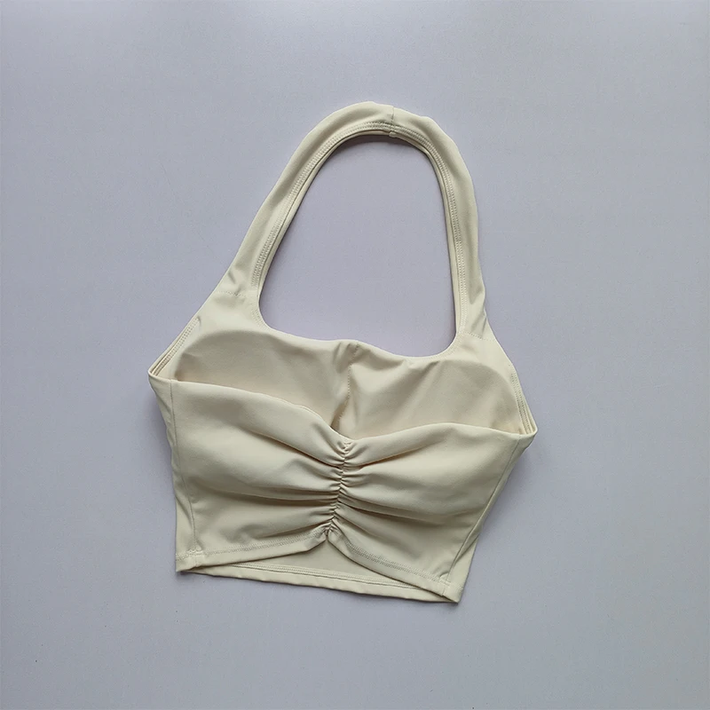 Sommer Neu Sexy Neckholder mit Brustpolstern, Sport-BH mit schönem Rücken, Damen Leichter Luxus-Mode, Einzigartiger Plissierter Sport-BH – Detail 6