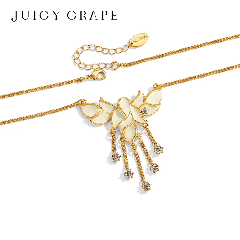 Juicy Grape Adjustable Women's Necklace Elegant Leaf Handcrafted Enamel Minimalist Summer Jewelry Gift for Ladies
