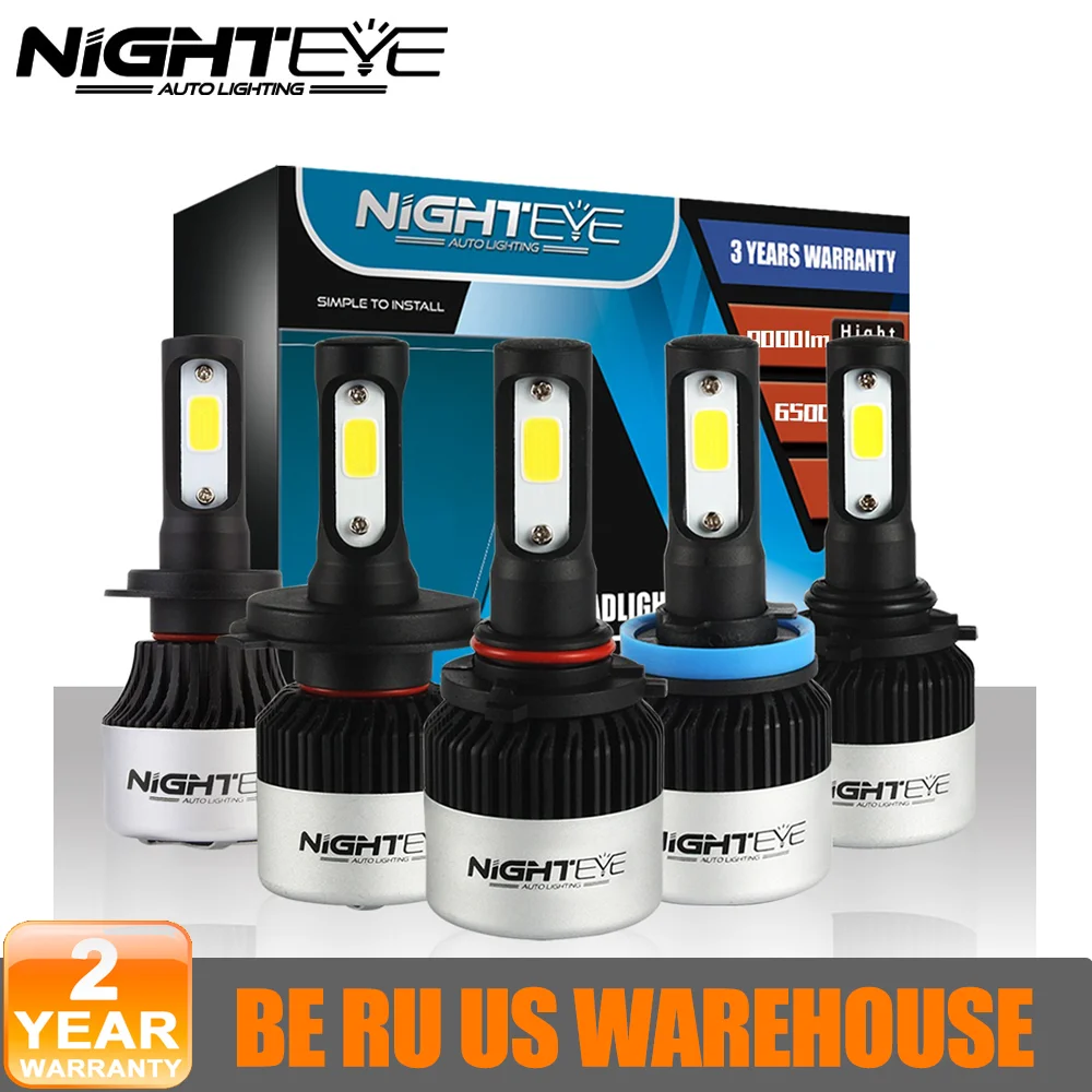 

NIGHTEYE Car Headlights H7 LED Super Bright H4/HB2/9003 Led H8/H9/H11 HB3/9005 HB4/9006 72W 9000LM Automobiles Headlamp 6500K