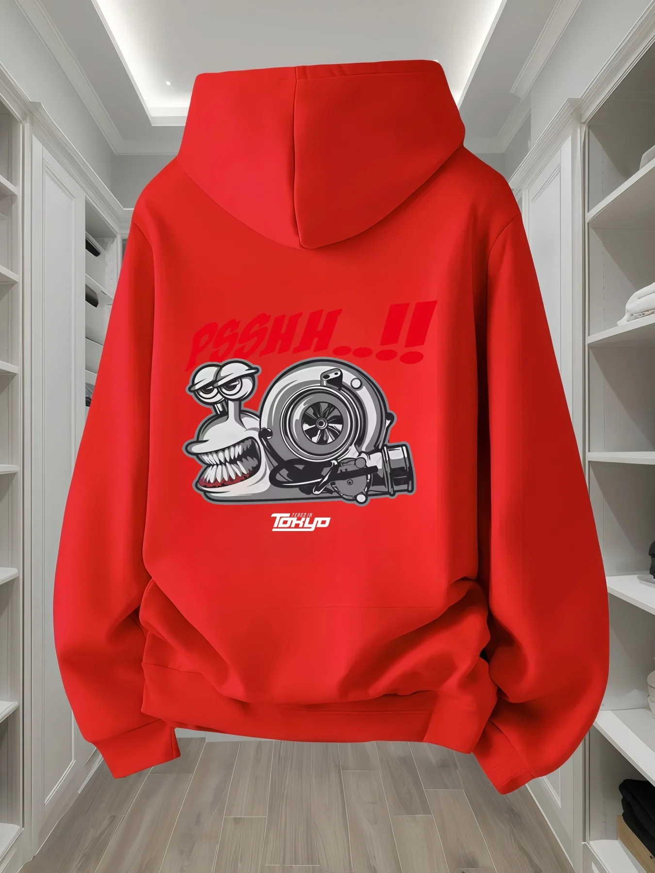 Men's winterandautumn hoodedsweatshirt with fun snail printLoose fit,fleece materialHip-hop and streetwear style for casual wear