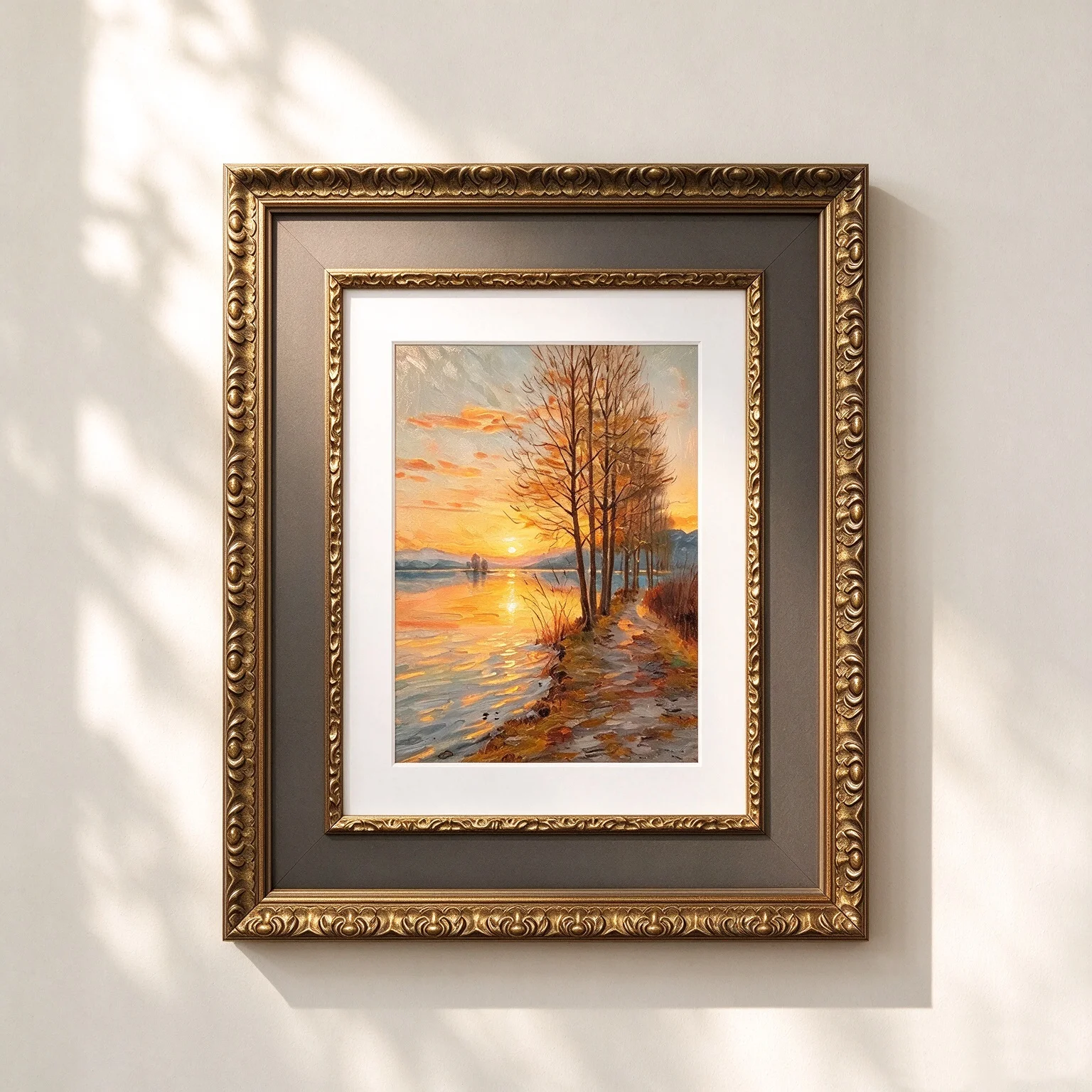 Luxury Two-Tone Solid Wood Photo Frame, Antique Gold Bronze Double Layer Picture Frame, Handcrafted Real Wood Wall Art Frame