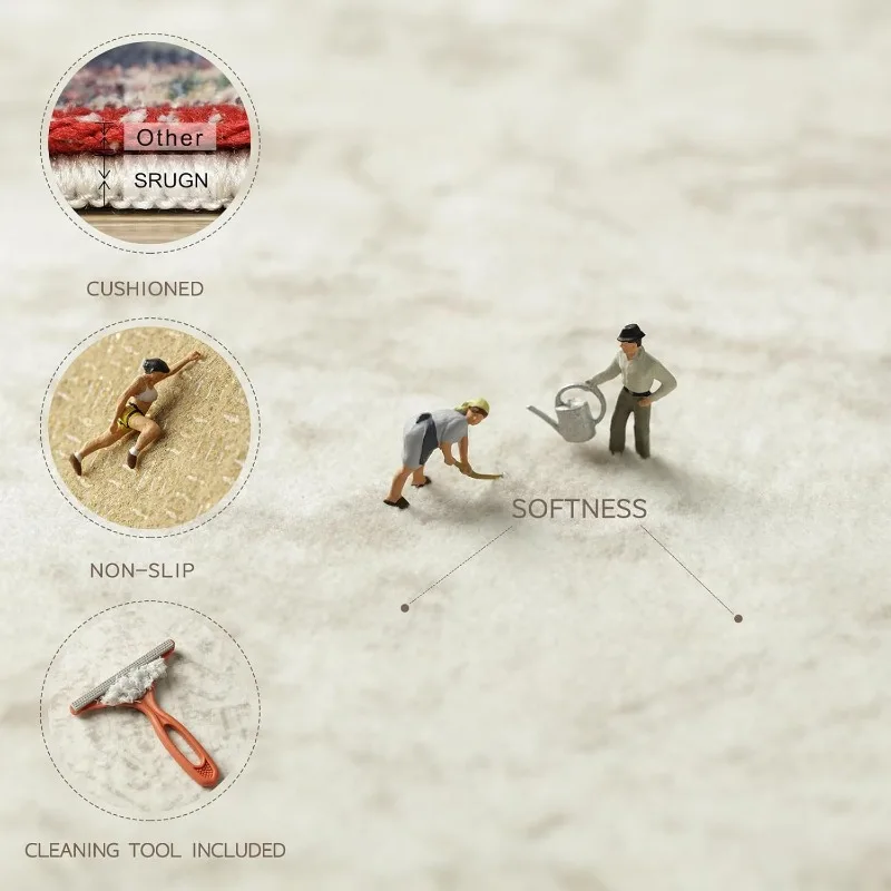 세탁 가능한 러그 8x10 거실용 러그, 침실용, 대형 카펫, 매우 부드러운 인조 양모 레트로 다이닝 룸 러그, 미끄럼 방지