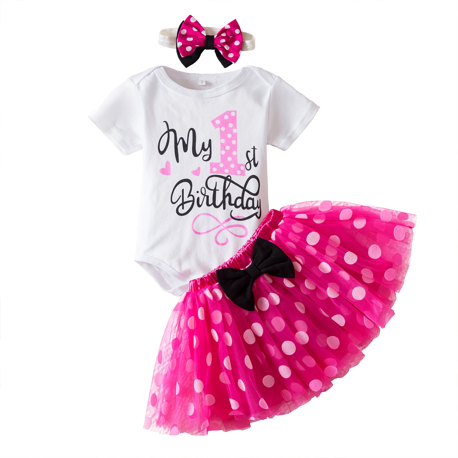 Baby Girl Clothes Short Sleeve Romper Pettiskirt Girls 3Pcs Clothing Sets Infant 1st Birthday Party Tutu Dress Newborn Outfits