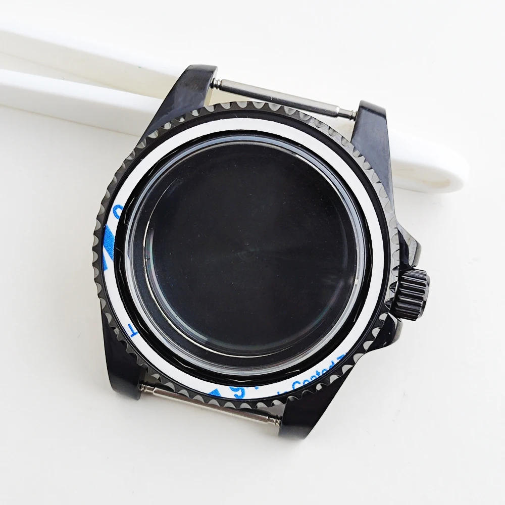 NH35 40mm Black Watch Case Sapphire Crystal Solid Back Case Ceramic bezel For NH34/NH35/NH36 Movements 28.5mm Dial Style Case