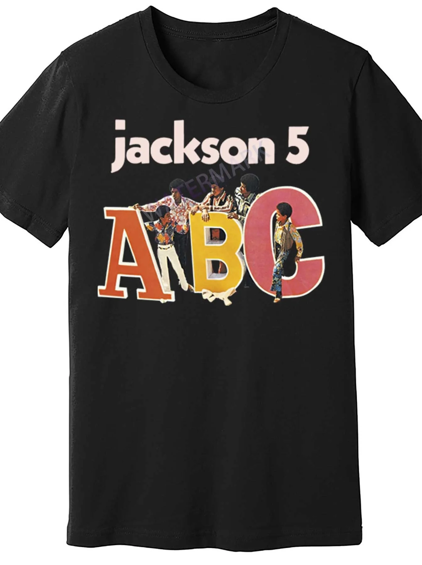 تي شيرت Black Jackson 5 ABC Graphic للرجال - تي شيرت قطني بأكمام قصيرة ممتع، كاجوال برقبة دائرية، قابل للغسل في الغسالة، 180 جرام ㎡ ، كل المواسم ج #1