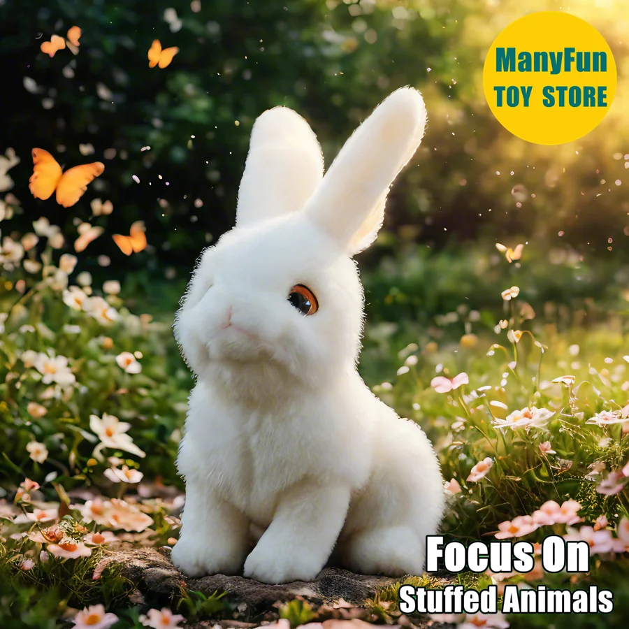 

Realistic White Rabbit Plush Toy Lifelike Hare Rabbit Stuffed Animal Soft Kawaii Bunny Doll, Simulation Rabbit Plushie Kid Gift