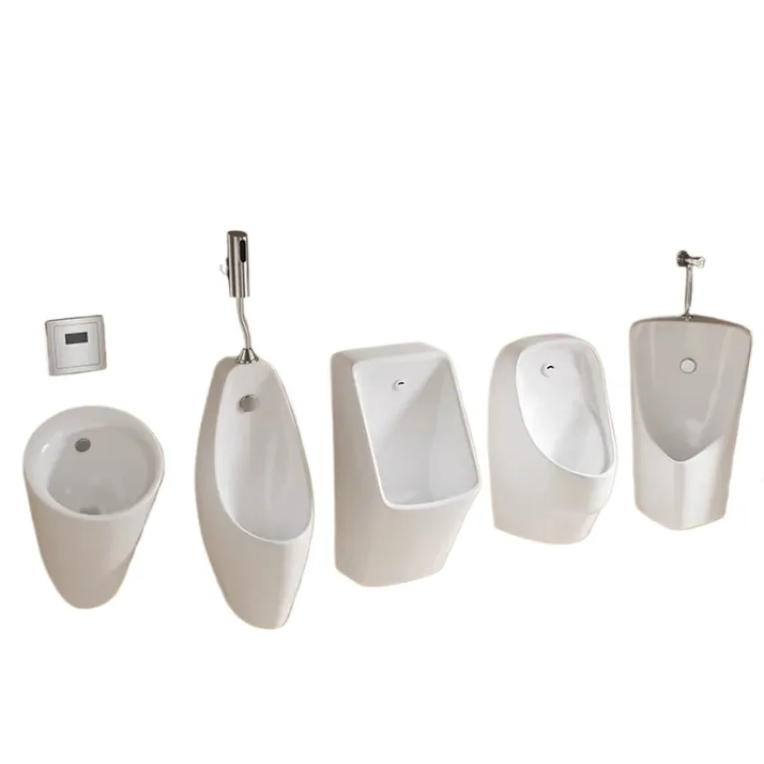 Intelligent sensor urinal triangle wall-mounted hand press men's ceramic corner  integrated