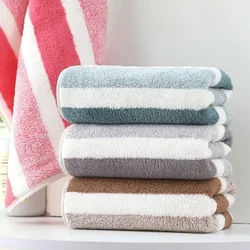 1 Pc Thickened Striped Pattern Towel Set Soft Hand Towel Bath Towel Quick Drying Absorbent Towels For Bathroom Soft Towel
