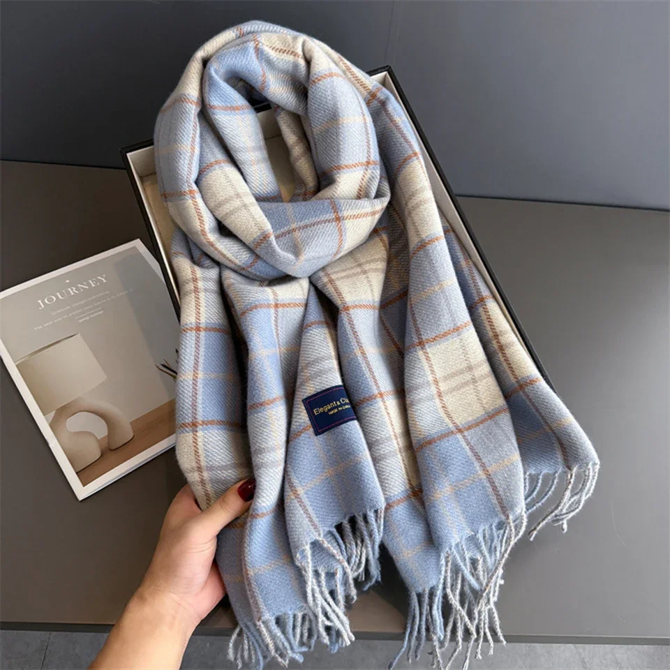 

Korean Style Fashion Stripes Women's Winter Scarf Cashmere Warm Shawls Wraps Thicked Pashmina Female Blanket Scarves