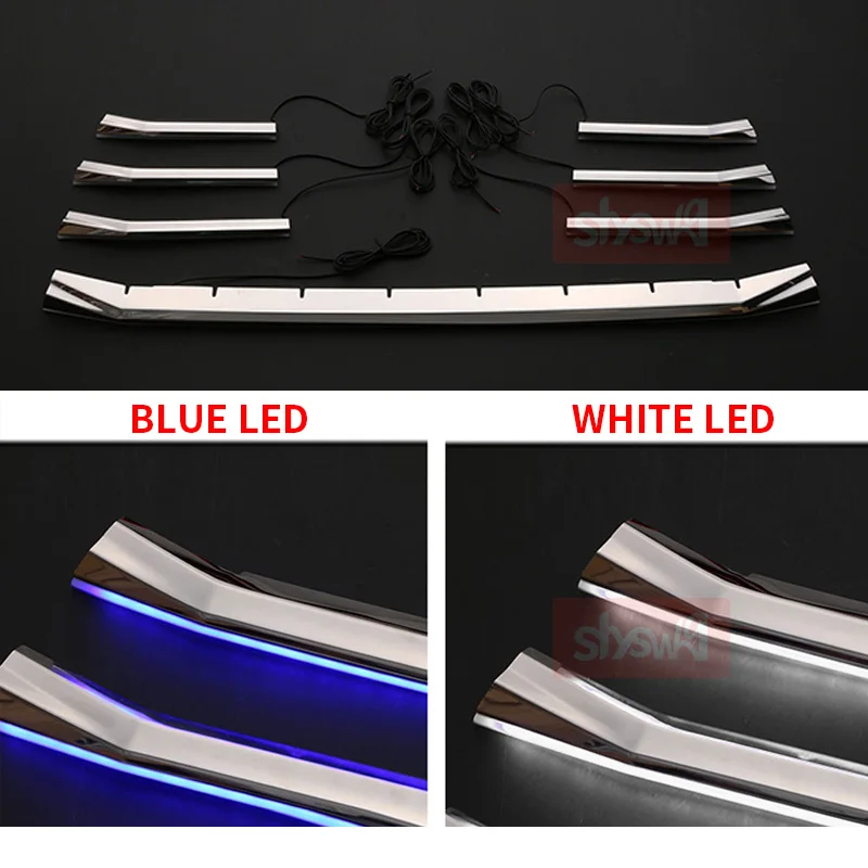 For TOYOTA 2017 VOXY 80 ZS LED BUMPER GRILLE TRIM GARNISH BUMPER GRILL COVER ABS Silver Chrome Car Styling 7 PCS Accessories