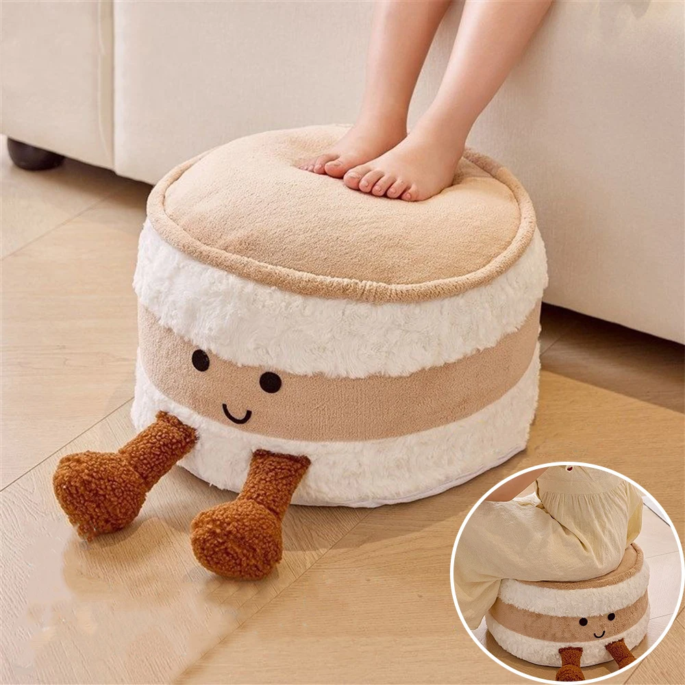

Cute Bread Pouf Cover Plush Cushion Ottoman Footstool Cover Soft Washable Tatami Home Decor Birthday Gift Unstuffed Cushion